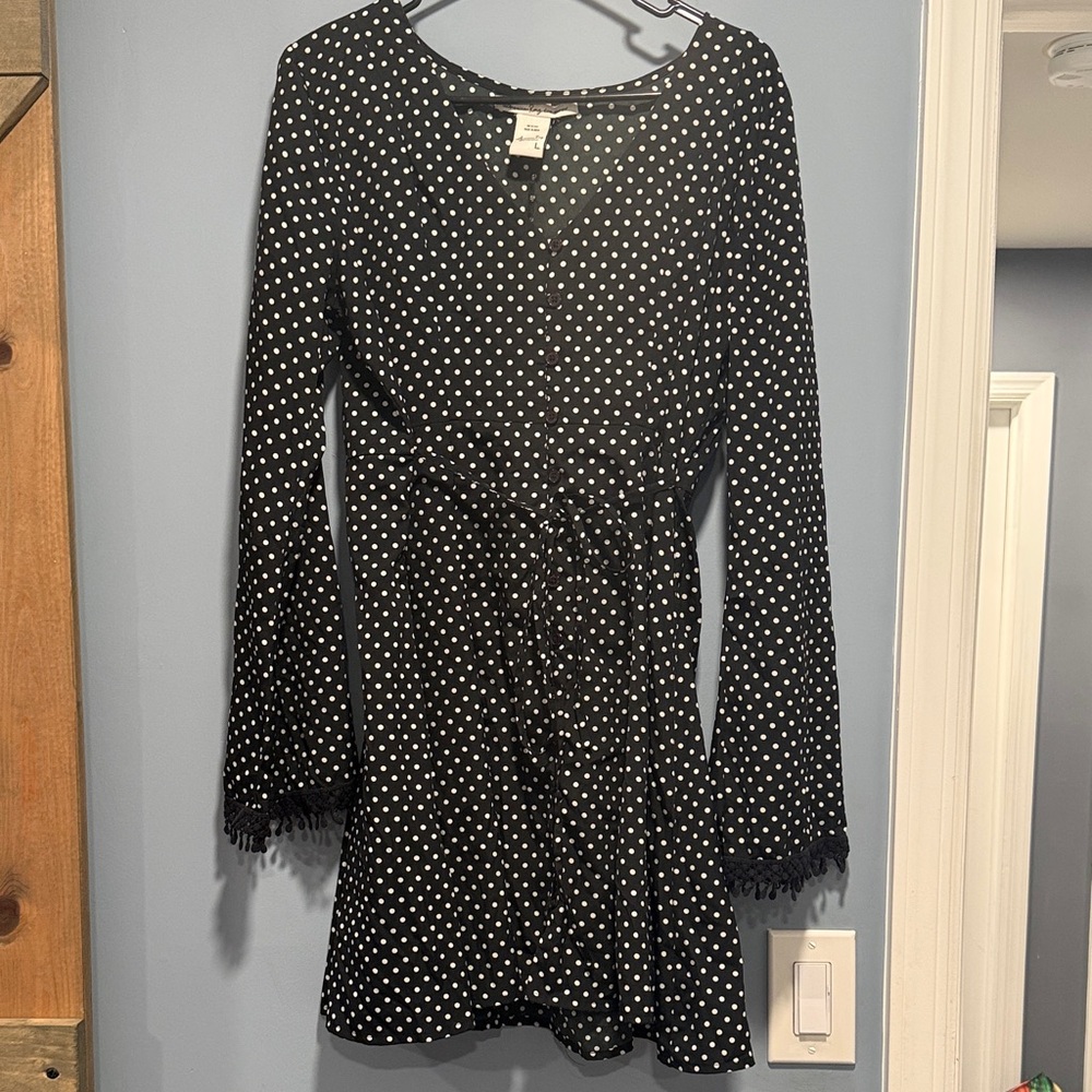American Rag Black and White Polka Dot Top